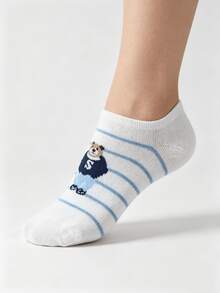 1/5 Pairs Cute Cartoon Bear Breathable Invisible Boat Socks, Spring/Summer - Multicolor - View 12