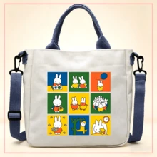 1 chiếc túi tote vải canvas hình Miffy, túi xách đeo vai dễ thương, thích hợp cho trường học, làm quà tặng, sinh nhật, ngày Valentine, mùa tựu trường. - Nhiều màu - Xem 2