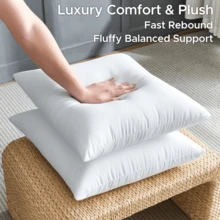 White 45x45cm Throw Pillow Inserts (Set Of 4) | Soft Plush Polyester Down Alternative Cushion Inserts For Bed, Couch & Living Room - White - View 6