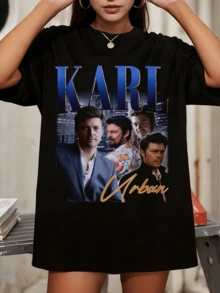 Karl Urban Skådespelare Filmstjärna Collage Print Rundringad Kortärmad T-shirt - Svart - Visa 6