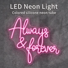 Ainteseaned 1pc USB Powered "Forever & Ever" Acrylic LED Neon Sign | Romantic Aesthetic Ambiance Typography Sign | Perfect For Wedding, Proposal, Party, Bar, Bedroom, Home Wall Decor, Live Streaming, Christmas Holiday Gift - Pink - View 8