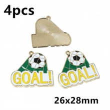 4 pièces Breloques pendentifs de football en émail en alliage métallique pour la fabrication de bijoux DIY pour collier, porte-clés, bracelet - football - Voir 17