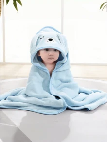 1pc Baby Hooded Towel, Neutral Animal Face Design Infant Cloak, Unique Animal Pattern Newborn Bathrobe, Super Soft Coral Fleece Cartoon Bathroom Wrap Towel, Suitable For All Seasons - Multicolor - View 12