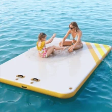 Plataforma Flotante Inflable Ultra Estable para Deportes Acuáticos – PVC de Alta Resistencia, Superficie Antideslizante, con Escalera y Anclajes – Ideal para Lago, Piscina y Barco - 1,8*1,5 m - Ver 4