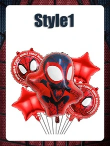 Marvel 5个漫威蜘蛛侠卡通铝箔气球生日派对装饰套装，儿童庆祝活动主题派对用品及礼物 - 氣球5pcs - 查看 3