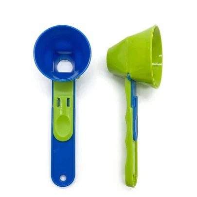 2-In-1 Measuring Funnel & Scoop – Spill Proof Kitchen Gadget Protein Powder, Flour, Or Spices, Long Handle Narrow Bottles