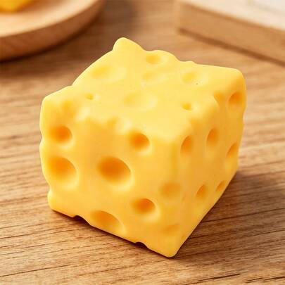 1 quả bóng bóp hình pho mát khổng lồ (10cm x 10cm), đồ chơi bóp giảm căng thẳng hình pho mát, bóng giảm stress đàn hồi chậm, quà tặng vui nhộn, đồ trang trí, giảm lo âu, kết cấu mềm và dính, thích hợp cho các dịp lễ, người lớn và nhân viên văn phòng.