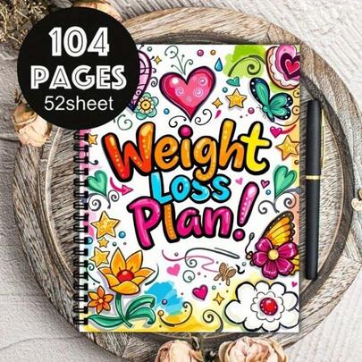 104-Page A5 Size Weight Loss Journal, Includes Fitness Equipment Designs, Motivational Fitness & Weight Management Charts For Men & Women, And A Self-Discipline Guide.