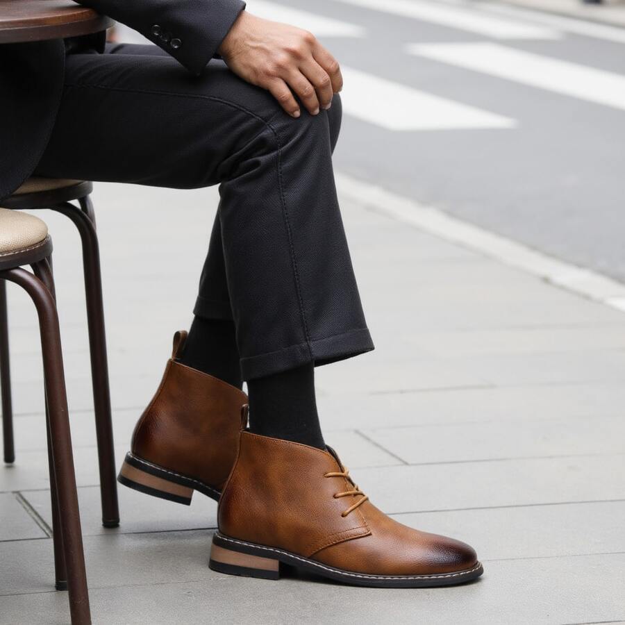Men's Desert Boots, Classic Retro Derby Boots, Wear-Resistant Anti-Slip Casual Ankle Boots - Rust Brown - View 1