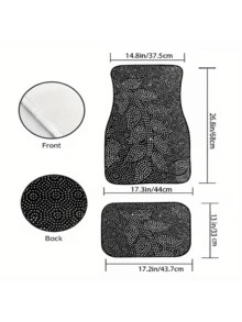 4 pièces Tapis de sol de voiture avec motif couronne, tapis de style moquette en velours cristal à couverture universelle, accessoires d'intérieur de voiture antidérapants convenant aux berlines, camions et SUV - A - Voir 5
