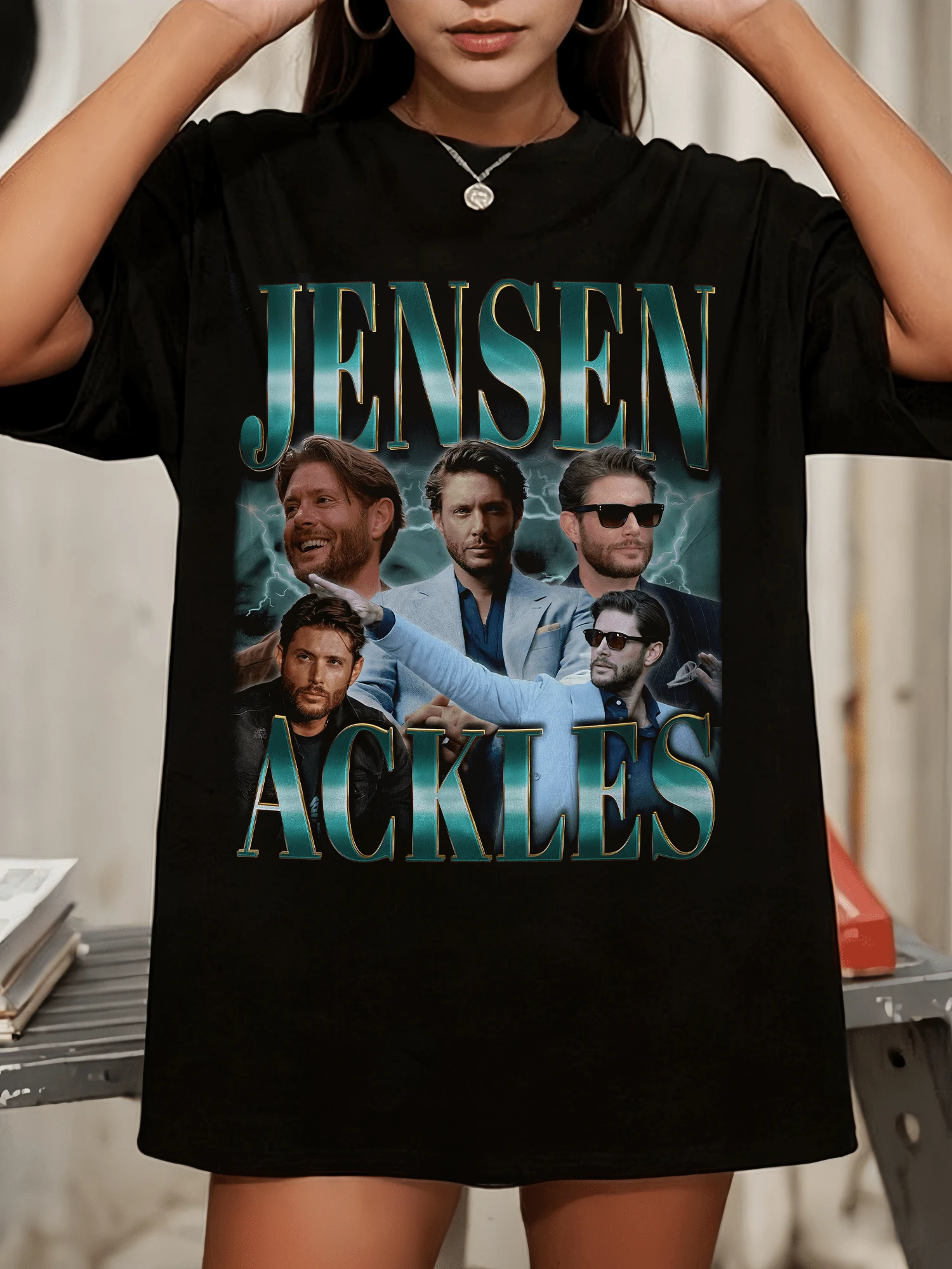 Jensen Ackles Shirt - Vintage Gift For Him And Her - Black - View 1
