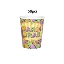 10/20/50 piezas Vasos de papel Mardi Gras, vasos de fiesta púrpura verde y dorado con máscara de Mardi Gras y patrón de carnaval, adecuados para celebración de Mardi Gras, fiesta temática de Nueva Orleans, baby shower, decoración de Martes Gordo para hombres y mujeres - Multicolor - Ver 7