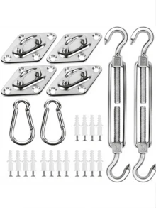 1 Set 6-Inch Outdoor Canopy Hardware Kit, Includes Swivel Hooks And Brackets, Suitable For Triangle/Rectangle Canopy, Patio Shade Installation Hardware - A - View 11