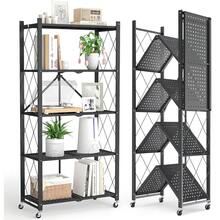 Étagère de rangement pliable pour la cuisine (1 pièce), organisateur sur pied à plusieurs niveaux avec roulettes, offrant des niveaux modulables pour le salon et la chambre. Rangement idéal pour casseroles, poêles, bols, baguettes, pots à épices, en-cas et autres petits objets. Peut également servir d'étagère à livres ou de support pour plantes dans le salon. Imperméable, résistante à l'humidité et à la rouille, elle se nettoie facilement d'un simple coup de chiffon. Durable et facile d'entretien, elle s'adapte à de nombreux espaces : cuisine, salon, balcon, chambre, salle de bain… Un accessoire indispensable pour optimiser le rangement de votre maison. Se déplie et se replie en un clin d'œil, pour un gain de place et un rangement faciles. Un cadeau idéal pour Thanksgiving, une pendaison de crémaillère, la fête des Mères, les fêtes de fin d'année et bien plus encore. - Noir - Voir 2