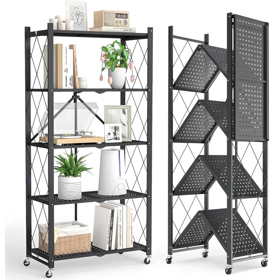 Étagère de rangement pliable pour la cuisine (1 pièce), organisateur sur pied à plusieurs niveaux avec roulettes, offrant des niveaux modulables pour le salon et la chambre. Rangement idéal pour casseroles, poêles, bols, baguettes, pots à épices, en-cas et autres petits objets. Peut également servir d'étagère à livres ou de support pour plantes dans le salon. Imperméable, résistante à l'humidité et à la rouille, elle se nettoie facilement d'un simple coup de chiffon. Durable et facile d'entretien, elle s'adapte à de nombreux espaces : cuisine, salon, balcon, chambre, salle de bain… Un accessoire indispensable pour optimiser le rangement de votre maison. Se déplie et se replie en un clin d'œil, pour un gain de place et un rangement faciles. Un cadeau idéal pour Thanksgiving, une pendaison de crémaillère, la fête des Mères, les fêtes de fin d'année et bien plus encore.