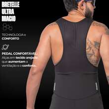 Men's Cycling Bib Shorts With Gel Padding D120 3 Layers High Performance Bike Pedal MTB Polyamide UV - Black - View 4