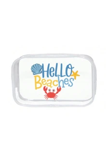 "Hello Beaches" Bolsa de maquillaje transparente con tema oceánico - Diseño unisex e impermeable, esencial para vacaciones de verano y viajes. Esta bolsa de almacenamiento ligera y colorida es un organizador multifuncional con cremallera, diseñada específicamente para almacenar artículos de tocador y accesorios de viaje para mujeres. Perfecta para viajes a la playa, salidas diarias y organización cotidiana. También es un regalo ideal para el Día del Maestro o la temporada de regreso a la escuela. - Multicolor - Ver 12