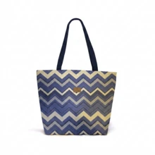 Large Women's Waterproof Beach Bag - Blue and White - View 3
