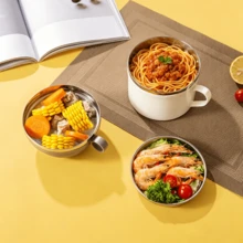 1个/2个装 950毫升二合一不锈钢午餐盒，双层保温，带提手防烫便携食品容器，适用于卡车/汽车/学校/办公室 - 彩色 - 查看 1