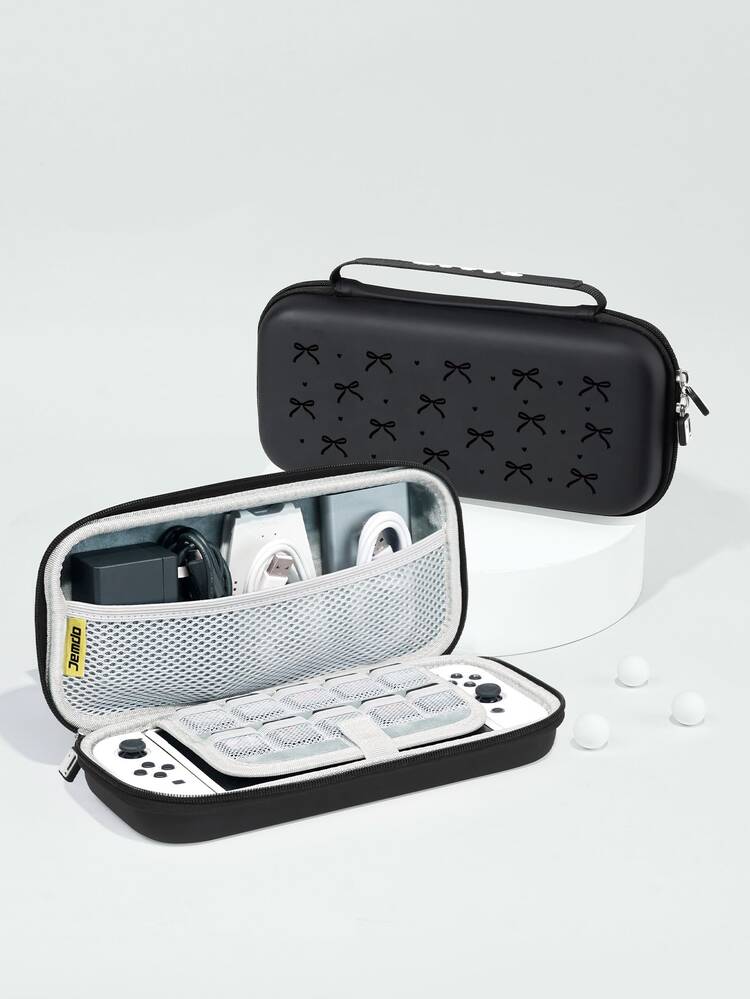 1pc Minimalist Black Bow & Heart Design Switch Protective Case, Storage Bag, Suitable For Switch2 (2025)/Switch OLED/Switch NS/Lite, New Switch 2nd Gen Gaming Accessories Protective Cover, Extended Battery Version Gaming Console Accessories Protective Cover, Best Gift For SWITCH Players - Multicolor - View 3