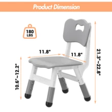 Silla ajustable para niños con 3 niveles de altura – Asiento duradero de plástico para niños de 2 a 6 años, ideal para casa, aula y guardería - A - Ver 8