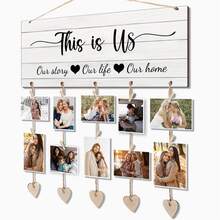 2D Flat, 1 Set Art Deco Style Wooden Hanging Picture Display Set, Suitable For Christmas, New Year, Thanksgiving And Wedding Celebrations - With Clips - Art Deco Style Hanging Photo Frame - A - View 2