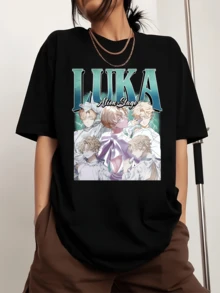 Camiseta deportiva de manga corta con cuello redondo y estampado de Luka Alien Stage Chibi para hombre. - Negro - Ver 6