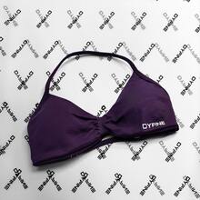 DYFINE Seamless Ruched Backless Spaghetti Strap Sports Bra, Light Support Cropped Padded Yoga Fitness Top - Grape Purple - View 6
