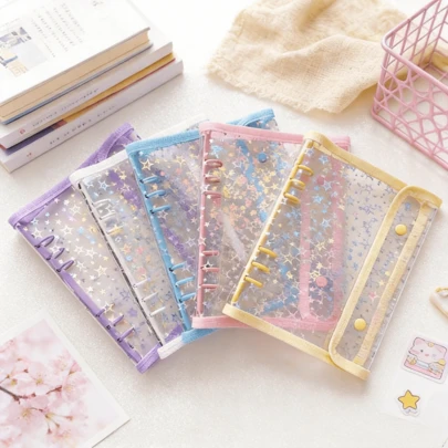 Bộ bìa đựng tài liệu A5 trong suốt dạng vòng đôi, sổ kế hoạch tự làm, bộ sổ tay lấp lấp lánh, bìa đựng tài liệu dung lượng lớn, album đựng thẻ dung lượng lớn, sổ dán sticker di động, bìa đựng tài liệu A5, túi đựng tài liệu A5 có thể dùng làm album ảnh, kẹp tài liệu, album sưu tập tem, nhật ký tiết kiệm, sổ kế hoạch, hộp bút, sổ dán sticker, hộp đựng tài liệu, sổ tay, hộp đựng thẻ, bìa đựng bưu thiếp, túi đựng sách.