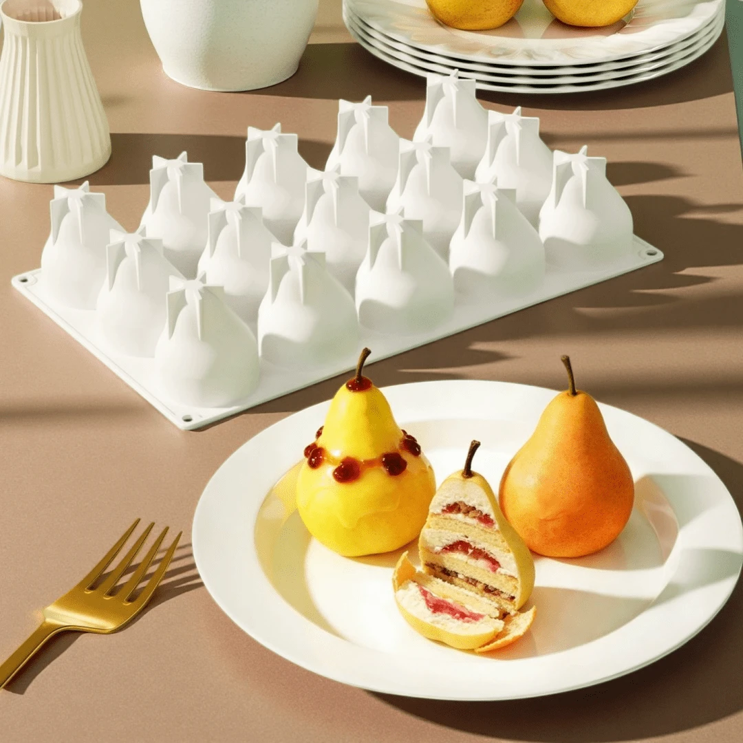 15-Cavity Pear-Shaped Pudding Cheesecake Mousse Silicone Mold, Baking Tool Also Suitable For DIY Candle & Soap Making - View 1
