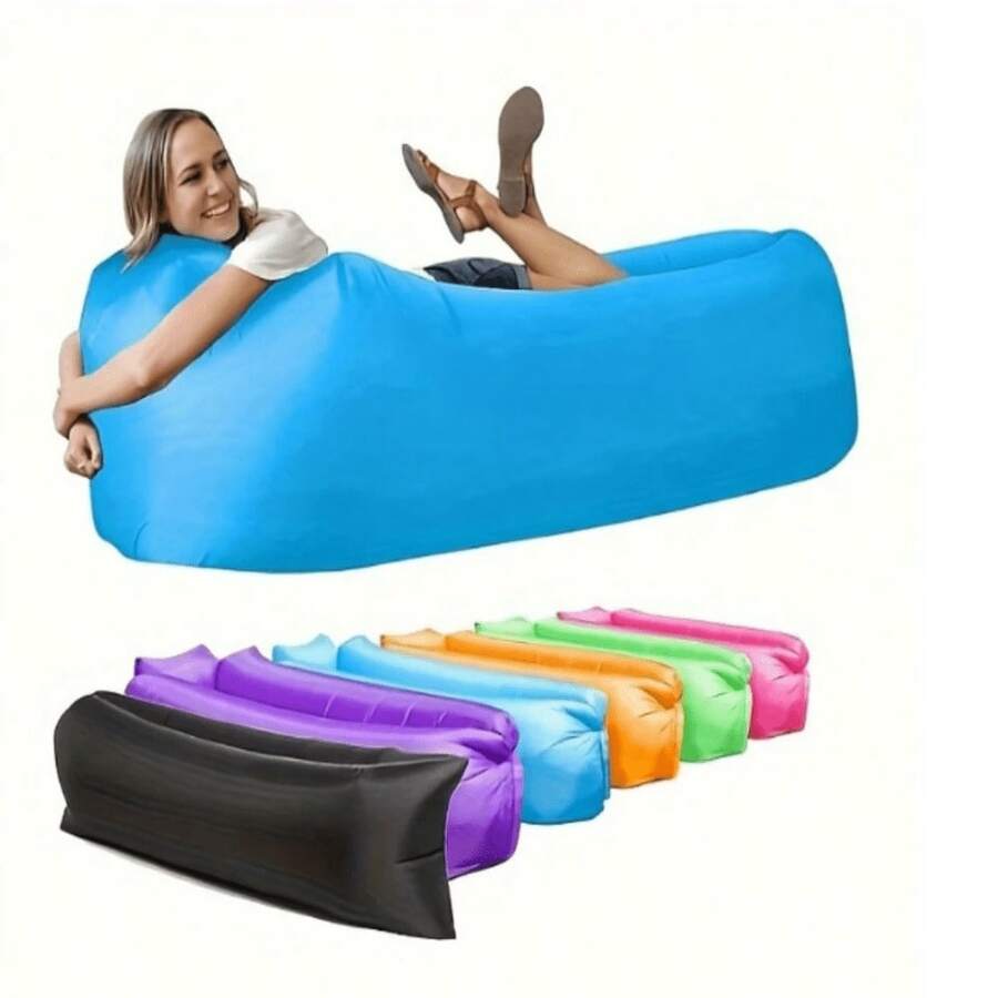 1 chiếc ghế sofa hơi ngoài trời, di động và có thể gấp gọn, bơm hơi nhanh, thiết kế chống thấm nước, thích hợp cho sân sau, du lịch, cắm trại, lễ hội âm nhạc, công viên, bãi biển, ngủ trưa. Dễ dàng cất giữ và vận chuyển, kèm túi đựng, vật dụng thiết yếu cho du lịch và cắm trại. - Nhiều màu - Xem 1