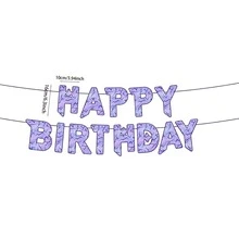 1 Set Purple Rainbow Cracked "Happy Birthday" Banner - Glitter Holographic Lightning Crack Paper Banner, Suitable For 80s Retro, Disco, Glow, Rock Birthday Party Decoration, Unisex - Multicolor - View 2