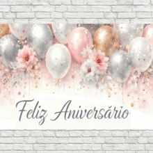 Rectangular Happy Birthday Banner 2.20x1.80 Sublimated Fabric - 5 YEARS - View 1