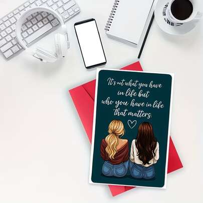 Thiệp Chúc Mừng Dành Cho Bạn Nữ - Mẫu thiệp Q-Version Dễ Thương Dành Cho Bạn Bè, Thiệp Sinh Nhật Chân Thành Dành Cho Chị Em Gái, Món Quà Cảm Ơn Dành Cho Bạn Thân, Thích Hợp Cho Những Dịp Đặc Biệt - Thiệp Giấy Dành Tặng Một Người Bạn Thân Thiết