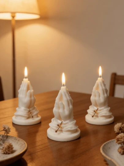 1pc New Praying Hands Shaped Candle Silicone Mold, Praying Hands Mold For Home Decor, Holiday Ornaments, Handmade DIY Scented Candle Silicone Mold