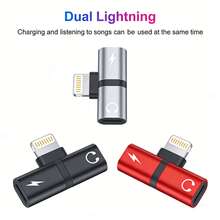 Adaptor Pengisian Daya & Audio Lightning 2-in-1, Pembagi Multifungsi untuk Apple 11/11Pro/12/12Pro/13/X/XS/XS MAX/XR/7/8/8Plus, Aksesori Digital Portabel & Praktis - MultiWarna - View 2