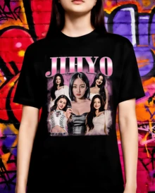 TWICE Jihyo Retro Bootleg T-Shirt, 2026 World Tour K-Pop Merch, Gift For ONCE Fans - Black - View 11
