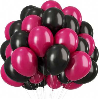 10/30/50pcs 10in/25.4cm Pink & Black Latex Balloons, Suitable For Theme Weddings, Graduations, Birthdays, Engagements, School Openings, Balloon Decorations, Photo Backdrops, Outdoor Events, Photo Props, Scenery Decor