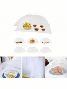 一套可折叠白色网状食物罩，适用于厨房和餐桌，防蝇防尘，可重复使用透气食物罩，适用于家庭、户外野餐和露营，提供S/M/L/XL四种尺寸。 - 白色 - 查看 7