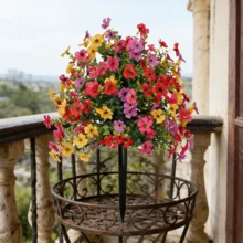 Indoor & Outdoor UV-Resistant Artificial Flower Decorations Easy Install Multicolor Plant For Vases Porches Patios Garden Decorative Bouquet - 1Pcs Mixed - 查看 8