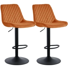 ZOONFA Modern Heavy Duty Orange Velvet Bar Stool Height Adjustable 360° Swivel With Backrest And Footrest For Kitchen Island Counter - Orange - View 9