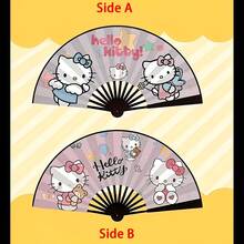 SANRIO Quạt cầm tay hình hoạt hình dễ thương, làm từ vải không dệt, thích hợp để làm mát vào mùa hè và làm vật trang trí. Mỗi mặt có một thiết kế khác nhau, bao gồm các nhân vật như Hello Kitty, Mèo Đen và Bánh Cuộn Quế. - cái quạt - Xem 7