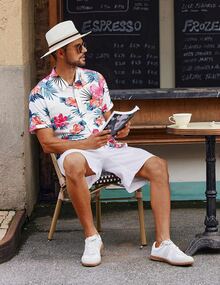 Men's Hawaiian Shirt Short Sleeve Tropical Print Button Down Summer Beach Casual Lightweight Breathable Top - 6MT25 - 查看 4