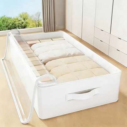 1 Túi đựng đồ lớn - Chất liệu vải không dệt bền chắc với cửa sổ trong suốt, hộp đựng quần áo nhiều tầng, thích hợp để trong tủ quần áo, dưới gầm giường, khi đi du lịch - Tiết kiệm không gian nhờ thiết kế dọc, lý tưởng cho thời trang nữ, phòng ngủ, nhà cửa - Thiết kế hiện đại trang nhã, giúp sắp xếp quần áo gọn gàng.