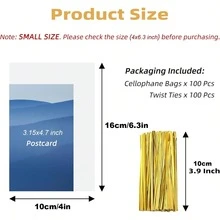 100 túi nhựa trong suốt đựng kẹo mút kích thước 3.15"X4.7" và 4"X6.3" (có dây buộc), thích hợp để đóng gói bánh que và kẹo mút. - nhiều màu - Xem 9