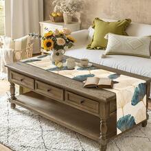 1pc/7pcs Blue, Green, Gold, Silver Ginkgo Leaf Table Runner, Rectangular Tablecloth, Farmhouse Decor For Entryway, Coffee Table, Living Room, Adds Fresh Ambiance For Daily Dining, Holiday Celebration - Multicolor - View 10