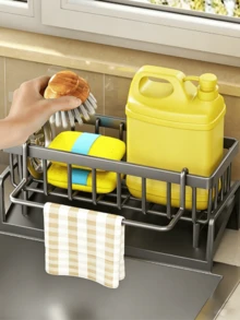 1pc Multifunctional Sink Drain Rack, Sponge Holder, Kitchen Utensil Drainer, Spherical Sink Dishwasher Storage Rack, Upgraded Material. Kitchen Storage Rack, Sink Towel And Mat, Sink Storage Rack. - Multicolor - View 4