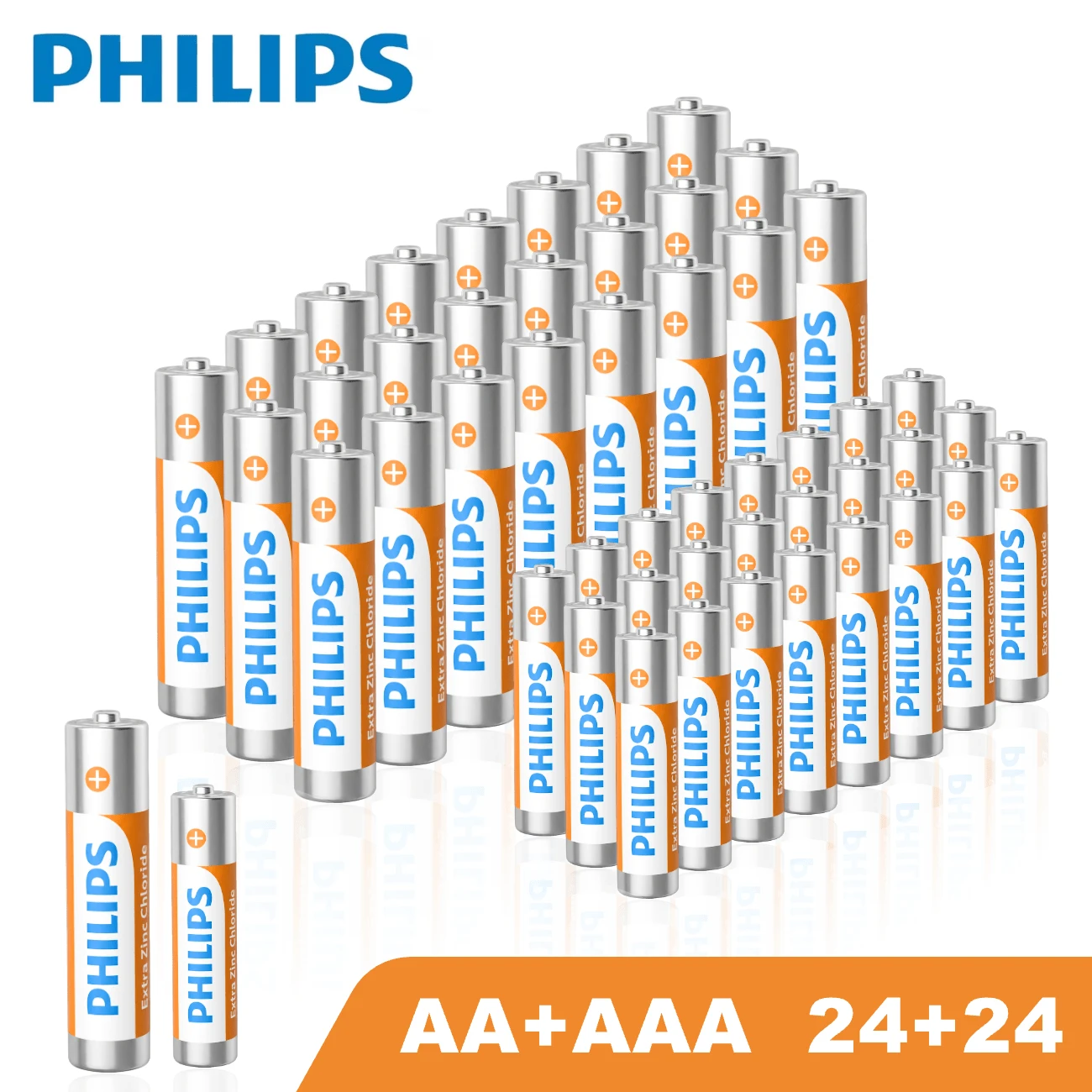 PHILIPS 24 Pack AA And 24 Pack AAA Carbon Batteries, 1.5V Long-Lasting Batteries, Suitable For Household And Office Equipment, With An Extended Shelf Life! - Xem 1