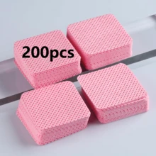1000/400/200pcs Lint-Free Nail Cleaning Wipes, Nail Polish Remover Pads, Eyelash Extension Cleaning Wipes, Soft Non-Woven Acetone Remover Pads, For Nail Preparation And Gel Polish Removal - Pink - View 8