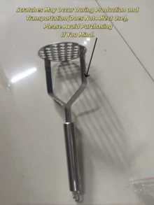 1個不鏽鋼馬鈴薯壓泥器，馬鈴薯泥製作器，廚房工具可用於製作滑順馬鈴薯泥、嬰兒食品和烘焙輔助，耐用易清洗，適用於馬鈴薯、地瓜、紫薯、南瓜、豆類、香蕉、酪梨、蘋果、大蒜，沙拉攪拌器，食物壓泥器，馬鈴薯泥壓榨器 - 銀色 - 查看 15